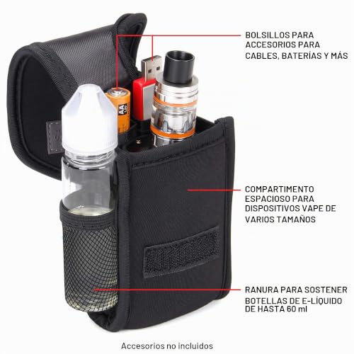 Miniatura 2 de Estuche Cigarrillo Electrónico Usa Gear, Funda Vaporizador Y Box Mods - Soporte Para Aceites Y Accesorios Con Presilla De Cinturón Y Mosquetón - Neopreno Elastico- Compatible Con La Mayoría De Vapes.