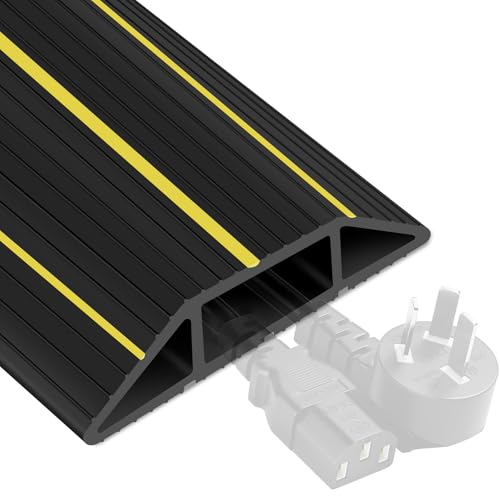 Image of 13Ft Cord Cover Heavy Duty Cable Protector 3 Channels Contains Cords Cables and Wires Easy to Unroll-Conceal Wires of Home Office Warehouse Workshop Concerts or Other Outdoors Surround(6.5Ft x 2)