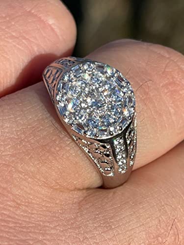 Men's Iced CZ Nugget Ring - Real 925 Sterling Silver Ring - Micropave Baguette Ring - Pinky Or Any Other Finger Ring - Sizes 6-132