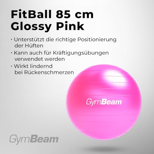 GymBeam Gymnastikball 85 cm - Inkl. Pumpe, verbessert Stabilität und Körperkontrolle, lindert Rückenschmerzen, geeignet für Kräftigungsübungen und Prävention von Rückenschmerzen, Sitzball (Pink)