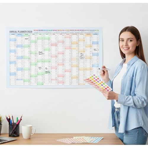 Image of Thinkcrafts 2026 Wall Calendar Planner, Large 29.5 x 19.5 Inch, 12-Month Yearly Calendar, Home Office Organization plannar (white, 20x30 inches)