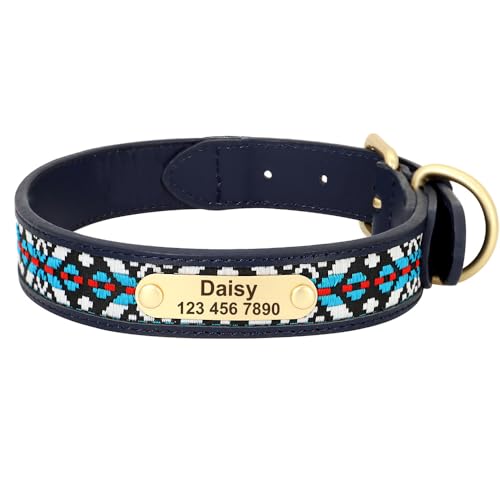 Colliers pour chiens avec étiquette d'identification gravée cuir - 6