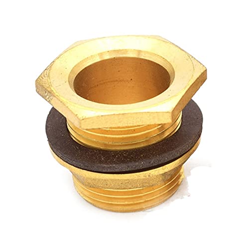 TMP1105 Pipe-Fittings 1PC Brass Water Tank Connector, BSP Threaded Male Pipe Plumbing Fittings Bulkhead Nut Jointer (Thread Specification : 3/4Inch)