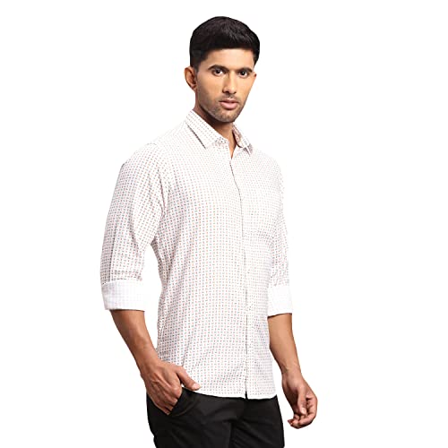 Image of Colorplus Men's Pure Cotton Print Pattern Contemporary Fit Spread Collar Full Sleeve Casual Shirt
