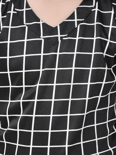 Image of FNOCKS Girls Check Printed Jumpsuit Tie-Knotted Jumpsuit V-Neck