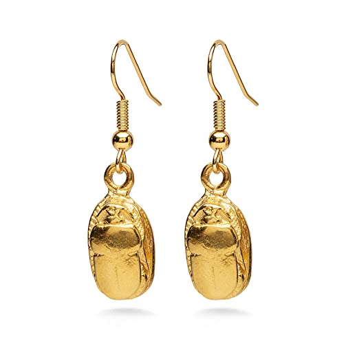 Scarab Earrings - Gold Finish - Egyptian God - Made in the USA