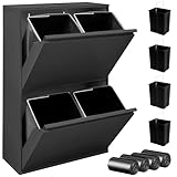 JUPPLIES Cubo de Basura Cocina Reciclaje de Acero con 4 Compartimentos | 4x17...