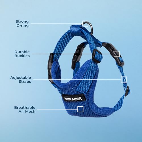 Image of Voyager Escape-Proof Step-in Lock Cat Harness & 5ft Neoprene-Handle Leash Set All-Weather Mesh with Reflective Stitching for Small to Large Cats by Best Pet Supplies, Royal Blue, XXS
