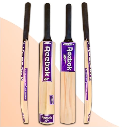 Image of Popular Willow Cricket Bat, Size 3, Natural Wood with Purple and Beige, Selected Willow, Tennis Ball Included, for 8 Years Age Group (Pack of 1)