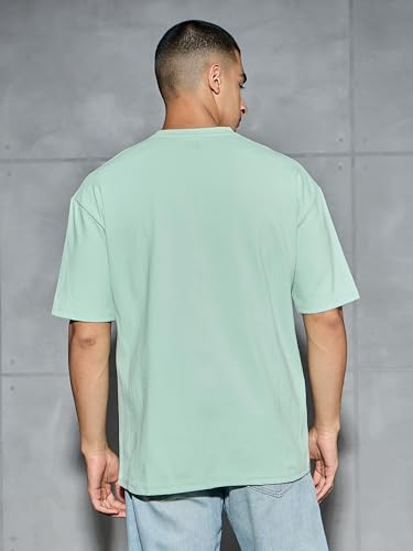 Image of TECHNOSPORT Men's Oversized Fit Half Sleeve Crew Neck T-Shirt, ELASTO Plus Quick Dry Moisture Wicking Stretchable Sports Gym and Casual Wear