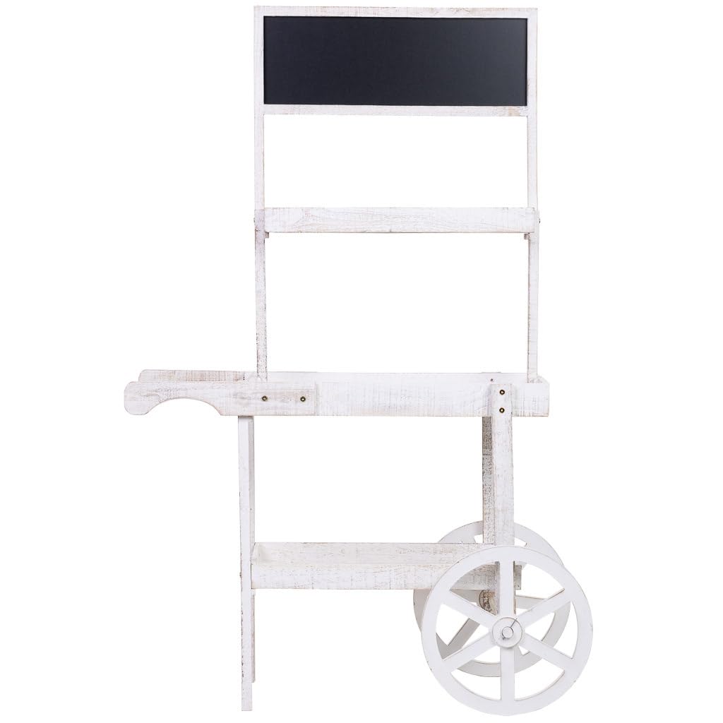 WANDERLUST DECO Carro expositor-estantería de madera con 3 bandejas 85x42x102/145h cm