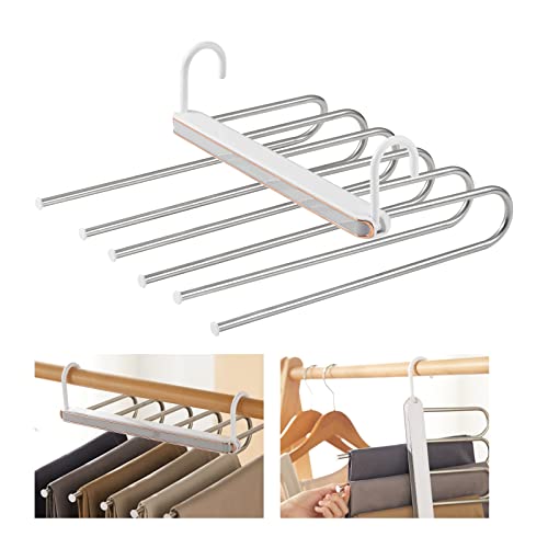 Hoypeyfiy 6 in 1 Hosenbügel Platzsparend, rutschfeste magische Hosenbügel,Mehrfach-Kleiderbügel,Jeder kann 6 Stück aufnehmen Anzughosen,Hosen, Jeans, Schals, Handtücher,Krawatten Cover
