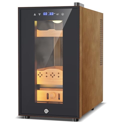 Image of 25L Electric Humidor with Upgraded Design, 200 Counts Large Capacity,Thermostatic Electric Cooler Cabinet with Digital LED Screen, Safety Lock,Smart Humidity & Temp Control