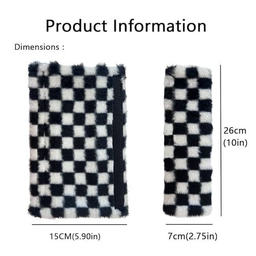 Gwwens 2PCS Black and White Checkered Fuzzy Soft Auto Rubber Seat Belt Cover Seatbelt Shoulder Pad for A More Comfortable Driving, Suitable for Car Interior Accessorie by Gwwens - Image 2