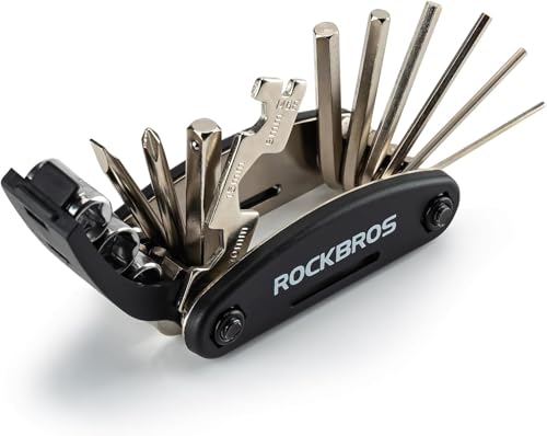 ROCKBROS Bike Multitool Lightweight 16-in-1 MTB Bicycle Multitool Compact Portable Bike Repair Tool Kit With Allen Wrench, Tire Levers-1 Pack