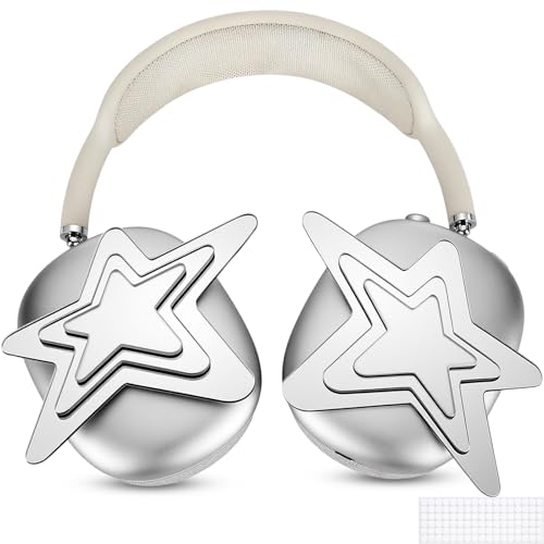 Ripeng 1 Pair Star Headphone Accessories Silver Mirror 3-Layer Star Acrylic Exaggerated Cute Headphone Charms for Party Music Festival Decor Gamer Gift for Women Streamer