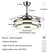 Fandian 42'' Modern Smart Ceiling Fans with Light,Bluetooth Speaker Music Player Chandelier, 3 Colors 3 Speeds Retractable Blades with Remote Control, Silent Motor with LED Kits (42in-Silver1)
