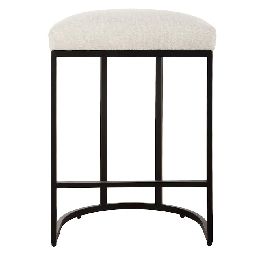 Haus Appeal Chicago 26" Counter Stool | 14.38"D x 18.62"W x 26.25"H | Matte Black Iron Frame with Textured Light Cream Performance Fabric | Modern