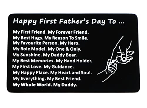Ankiyabe New Dad Gift First Fathers Day Metal Wallet Card Engraved Love Message Wallet Card Insert New Daddy Gift from Baby Dad To Be Gift (My First Friend My Best Friend)