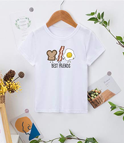 Image of Best Friends Girls Boys Casual Tshirts Funny Novelty Graphic Tees Short Sleeve Crewneck Letter Print Tops