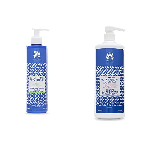 Válquer Profesional Ice Hair Mask. Máscara Capilar Reparación Total + Champú para Pelo Seco & Dañado - Zero%: Sin Sal, Sin Sulfatos, Sin Parabenos, Sin Colorantes,