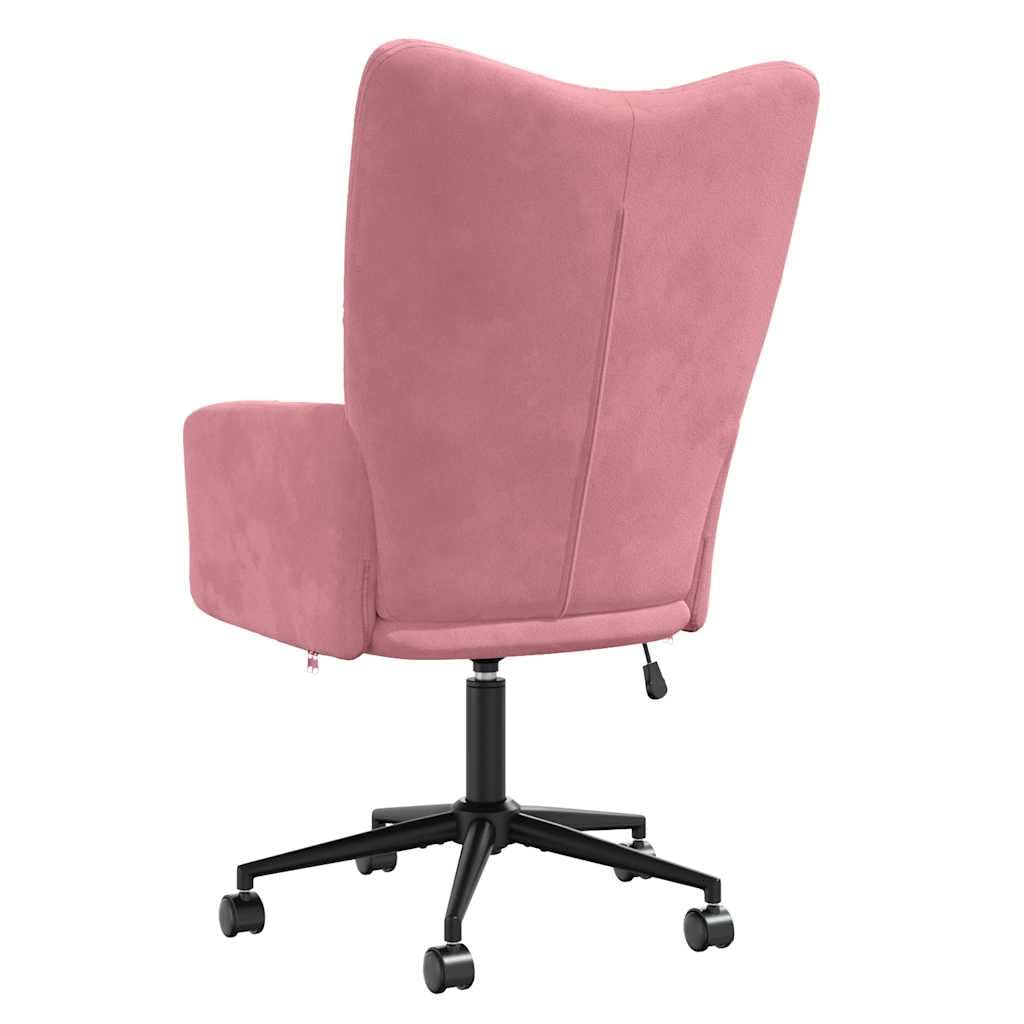 Sillón de relax de terciopelo rosa, altura ajustable con ruedas, moderno, sillón giratorio, 61,5 x 69 x 94,5 – 102 cm, cómodo sillón de lectura para salón, dormitorio, oficina, balcón