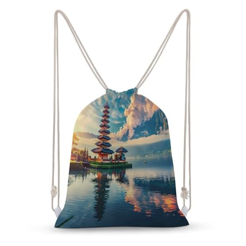 Bali Indonesia Drawstring Gym Backpack 35x50cm