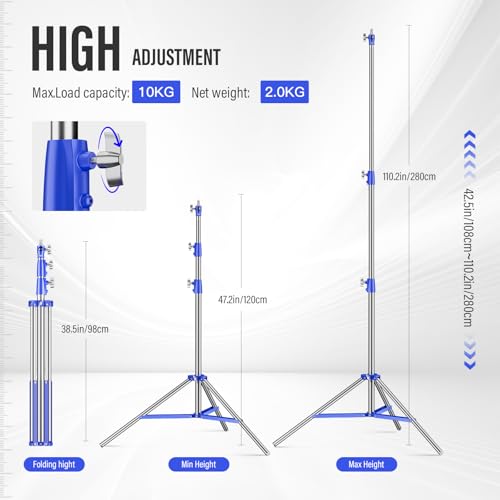 Image of Heavy Duty Light Stand Photography 9.1ft /280cm All Metal Tripod
