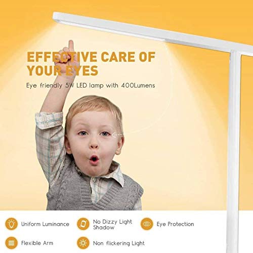 Image of IDOLESHOP Foldable Rechargeable USB Charging LED Touch On /Off Switch Dimmer Children Eye Protection Desk Table Lamp Light ( White )