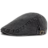keearce Cotton Washing Cap for Men Women Ivy Gatsby Cabbie Driving Berets Hat Hunting Cap (US, Alpha, One Size, One Size, Black)