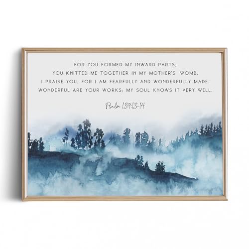 Psalm 139:13-14 Religious Quotes Wall Art - Inspirational Bible Verses