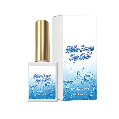 Top Coat | Senza Necessità Di Strofinamento, Rimovibile Con Ammollo, Effetto Goccia d'Acqua, UV LED | 10ml Top Coat Gel per Unghie | Per Dormitorio, Casa, Salone, Viaggi, Donne, Ragazze,