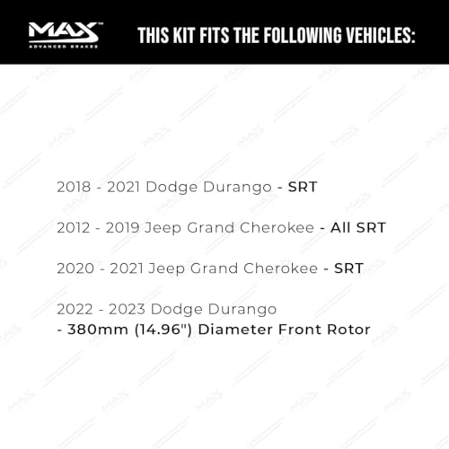 Image of Max Advanced Brakes Front & Rear Brake Kit Compatible With 2012-2023 Dodge Durango Compatible With Jeep Grand Cherokee Replacement Geomet Coated OE Disc Brake Rotors and Ceramic Brake Pads