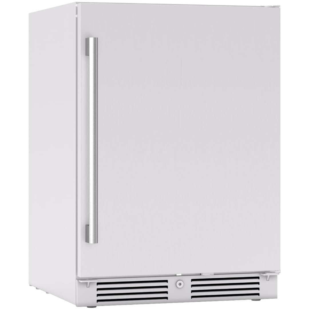 Presrv 24 Inch Outdoor Wine Fridge & Beverage Refrigerator Single Zone Under Counter - Drink Chiller Freestanding Stainless Steel Door - 136 cans (Single-Zone Outdoor Wine & Beverage Cooler)