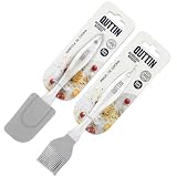 Set 2 Piezas de Cocina, Pincel Cepillo Silicona y Espátula Pala Silicona Antiadherente Resistente al Calor, Juego Utensilios de Cocina para Mezclar Horneado, Cocinar, Brocha Sin BPA Lengua Reposteria