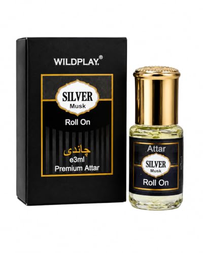 Image of Wildplay Silver Musk 3ml Roll-On Perfume - Smooth Musky Fragrance, Long Lasting Unisex Attar, Alcohol-Free Premium Perfume Oil, Pocket Friendly Travel Size Scent for Daily Wear & Special Occasions