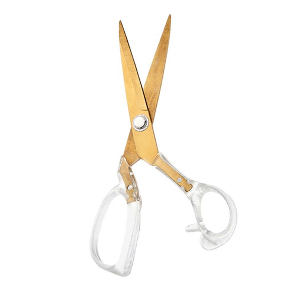 Hemline Gold Dressmaking Scissors: Acrylic Handle: 20cm/8in: Brushed Gold