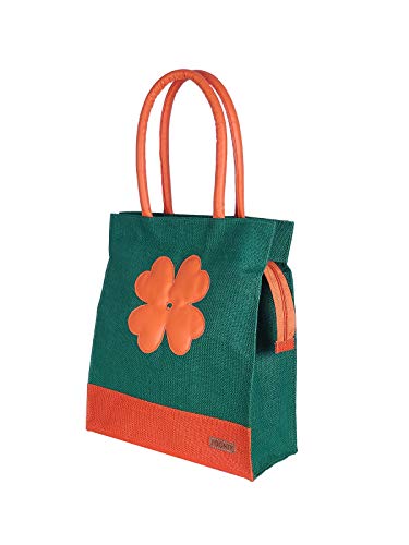 Image of Foonty Exclusive Sunflower Daily Use Jute Lunch Bag(Green,FFFWB6015B)