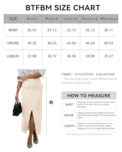 Btfbm Women High Waisted Maxi Skirt Trendy Summer Slim Business Casual Dresses Decorative Pocket Long Skirts With Slit thumb #4
