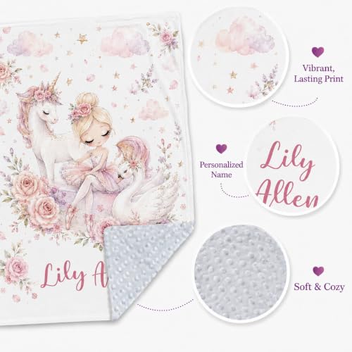 Image of Personalized Baby Blanket for Girls, Custom Nursery Blanket with Name, 30 x 40 Inch Soft Minky Blanket for Baby Toddlers, Newborn Print 13