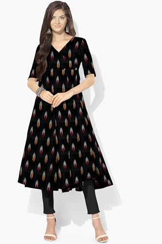 Image of Cotton Pochampally ikat unstitched blouse, Kurthi, long frock fabric material for women (1 meter, 2 meters & 3 meters)
