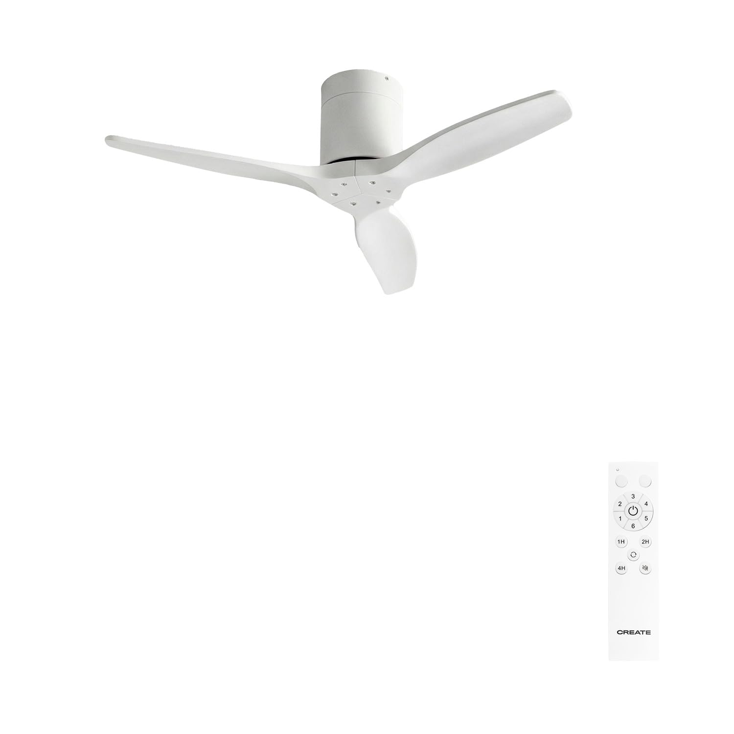 CREATE / WINDCALM S/Ventilador de techo ABS blanco con mando / 40W, Silencioso, Ø112 cm, 6 velocidades, temporizador, función verano-invierno