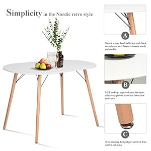 COZYCASA Dining Table Oval 47.2" Mid Century Modern White Kitchen Dinner Table White Simple Table for Home Office Kitchen Living Room Bistro Cafe, Computer Writing Desk, White (Oval) COZYCASA Dining Table Oval 472 Mid Century Modern White Kitchen Dinner Table White Simple Table for Home Office Kitchen Living Room Bistro Cafe Computer Writing Desk White Oval