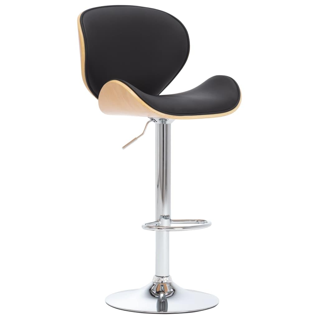 Tabouret de bar en cuir synthétique noir ergonomique et réglable pour îlot central