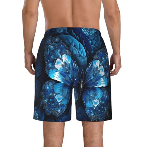 Men's Swim Trunks Blue Butterfly Pattern Quick Dry Board Shorts Mens Bathing Suit Beach Swimwear with Pockets3