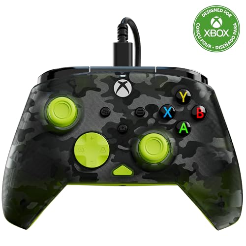 Turtle Beach Rematch Core Ghost Camo Negro/Amarillo - Mando con Cable - con Licencia para Xbox Series XS, Xbox One y PC - Botones de Audio, Motores de vibración y disparadores de Pulso, Cable de 3 m