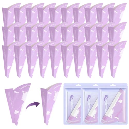 JDCMEI 30 peças urinário portátil mulher, descartável feminino dispositivo de micção, funil de papel para urinar de pé mulher, dobrável urinol mulher para atividades ao ar livre, caminhadas, viagem