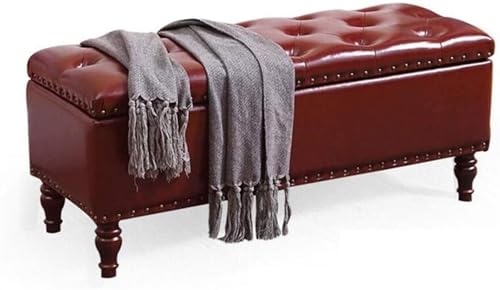 Repose-pieds ottoman pliable marron 90 cm avec coffre de rangement - 2