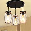 Kitchen island light adjustable pendant lightingglass mason jar hanging lamp 3 light  urban country home decor