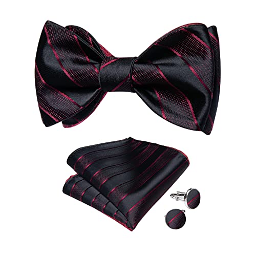 Image of DiBanGu Mens Silk Self Bow Tie Set 4PCS for Tuxedo Wedding